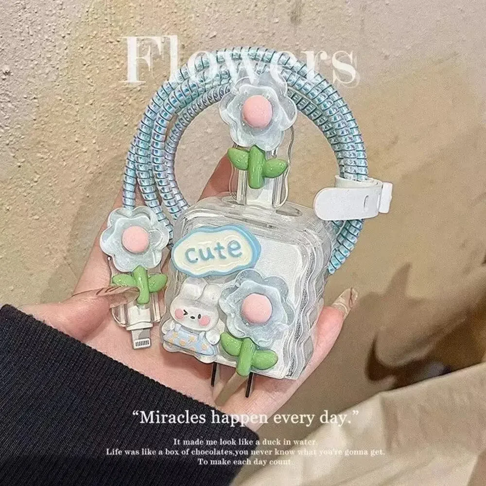 Blue Flowers iPhone Charger Protector P15